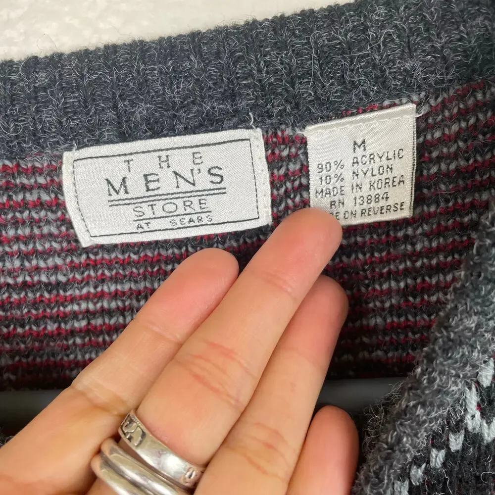 Vintage Sears Mens Sweater Sz S/M Indie Grunge Nordic Argyle Hipster Cabin Cosby